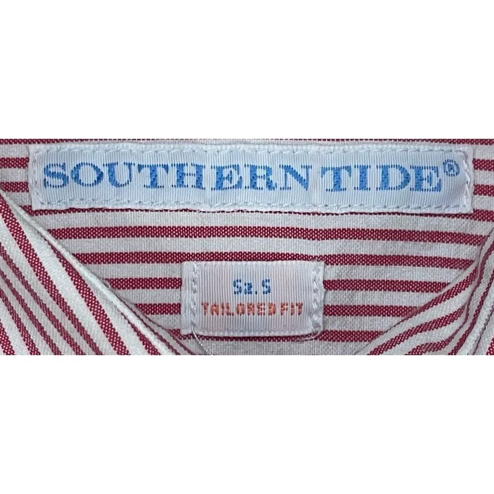 Southern Tide Tailored Fit Men's Striped Button Up Short Sleeve Shirt Size Small